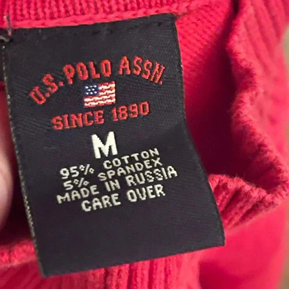 US Polo Assn Mock Neck Stripe Sleeve Sweater – Red/Navy 90s/Y2K - Picture 5 of 7